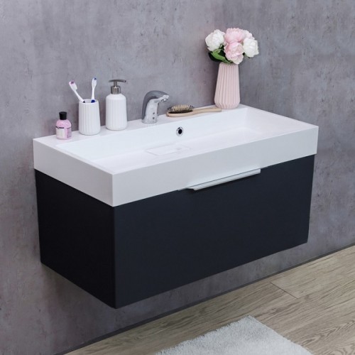 Тумба Fancy Marble Bermuda 1 сіра + умивальник Ashley 900C