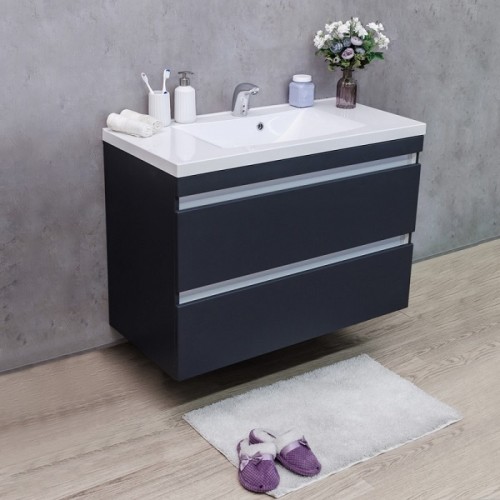 Тумба Fancy Marble Borneo сіра + умивальником Lucia 1000