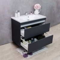 Тумба Fancy Marble Borneo сіра + раковина Amelia 900