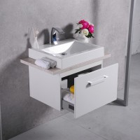 Тумба Fancy Marble Santa Cruz 800 + раковина Lily 600 з білої стільницею