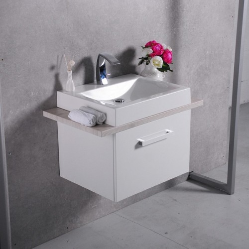 Тумба Fancy Marble Santa Cruz 800 + раковина Lily 600 з білої стільницею