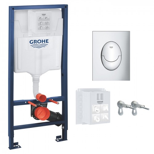 Инсталляция Grohe Rapid SL 3 в 1 39503000 c панелью смыва Skate Air 38505000 хром