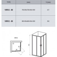 Душевой уголок Ravak 10° 10RV2-80 белый/transparent (1ZI40100Z1)