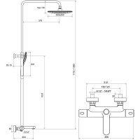 Душова штанга для ванни Ravak Termo 300 TE 092.01/150 (X070163)