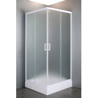 Душевая кабина Eger Viz 80~90x185 см, регулируемый белый профиль, стекло "Zuzmara"(599-005/1)