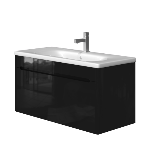 Тумба Ювента Tivoli Tv-100 черная с умывальником Soft-100