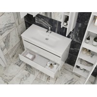 Тумба Ювента Luton Lt-100 с умывальником Soft-100 белая