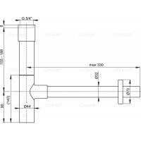 Сифон Alcaplast A402 для умивальника Ø32 DESiGN, суцільнометалевий
