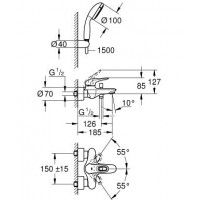 Змішувач для ванни Grohe Eurostyle c душовим набором New Tempesta (33592003)