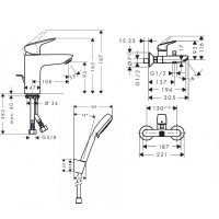 Набор смесителей для ванны Hansgrohe Logis 100 3в1 (711714310)