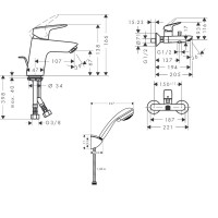 Набор смесителей для ванны Hansgrohe Logis 70 3в1 (710714310)
