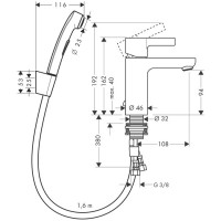 Набор Hansgrohe Metris S Смеситель для раковины с гигиеничным душом (31160000)