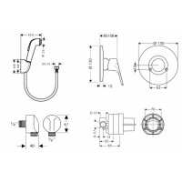 Набор Hansgrohe Porter гигиеничный душ+смеситель скрытого монтажа (32127111)