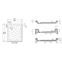 Душевой поддон Ravak Aneta 75x90 EX (A003701320)
