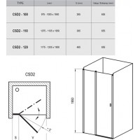 Душевые двери Ravak Chrome CSD2-110 белый/transparent (0QVDC100Z1)