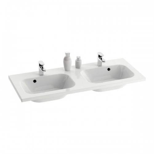 Подвійний умивальник Ravak Chrome 1200 white з переливом (XJG01112000)