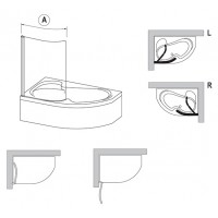 Штора для ванны Ravak CVSK1 ROSA 140/150 L белый/Transparent (7QLM0100Y1)