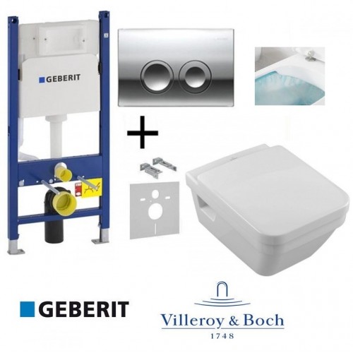 Комплект Унитаз подвесной Villeroy & Boch Omnia Architectura с крышкой soft-close+Geberit Duofix+ кнопка Delta 21 (458.121.21.1.N+5685HR01)