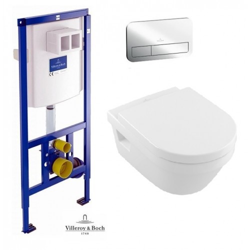 Унитаз подвесной Villeroy & Boch Omnia Architectura с крышкой + инсталляция Viconnect + кнопка Е200 хром (92246100+92249061+5684H101)