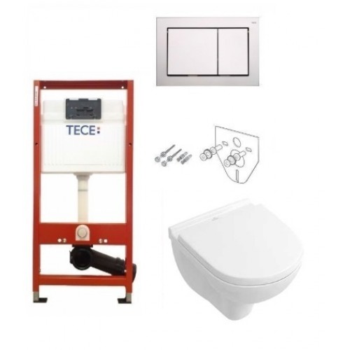 Комплект Унітаз підвісний Villeroy & Boch O. NOVO з кришкою+інсталяція Tecebase kit 4в1 (9400006+5688HR01)