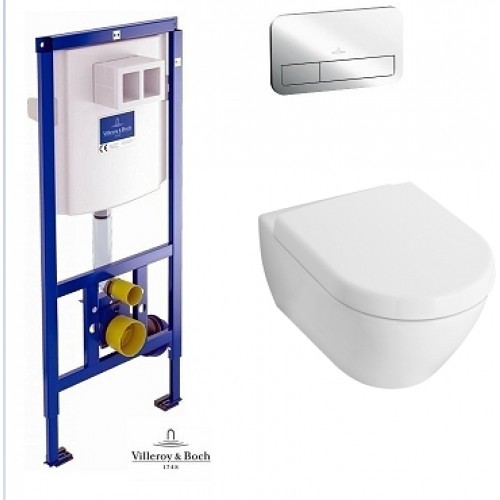Комплект Унітаз підвісний Villeroy & Boch SUBWAY 2.0 з кришкою soft-close+Viconnect інсталяція+кнопка E200 (922461+922490+56001+9M68S)
