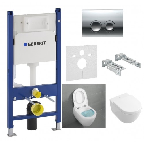 Унитаз подвесной Villeroy & Boch SUBWAY 2.0 Direct Flush с крышкой + Geberit 4 в 1 (458.121.21.1+5614R001+9M78S101)