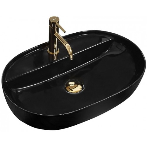 Раковина на столешницу Rea Aura 60,5x40,5 black, REA-U7912
